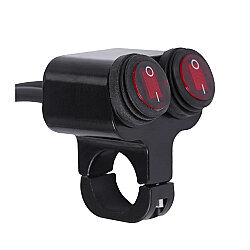 22mm 12V Su Geçirmez Motosiklet Gidon Anahtarı - Çiftli Kırmızı