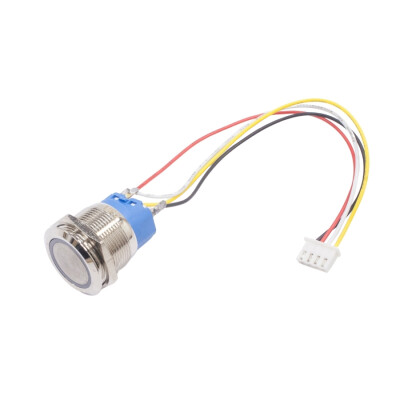 22mm Flat Momentary Blue Illuminated Metal Button - Wired - 2