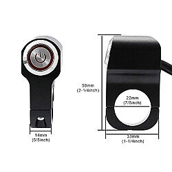 22mm Su Geçirmez Motosiklet Gidon Anahtarı 12V 10A - 2