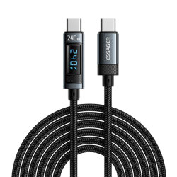 240W Type-C to Type-C Braided Fast Charging and Data Cable with Digital Display - 2 Meters - 1