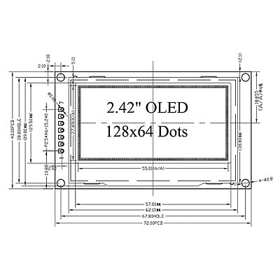 2.42'' 128x64 SSD1309 OLED LCD Ekran - Yeşil - 4