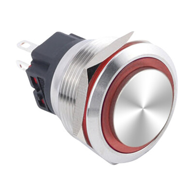 WD25B-G1-E 25mm Bulge Momentary Illuminated Metal Button - Red - 1