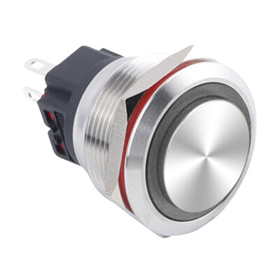 WD25B-G1-E 25mm Bulge Momentary Illuminated Metal Button - White - 1
