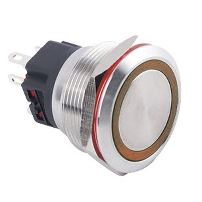 WD25B-P1Z-E 25mm Düz Anahtarlı Işıklı Metal Buton - Sarı - 1