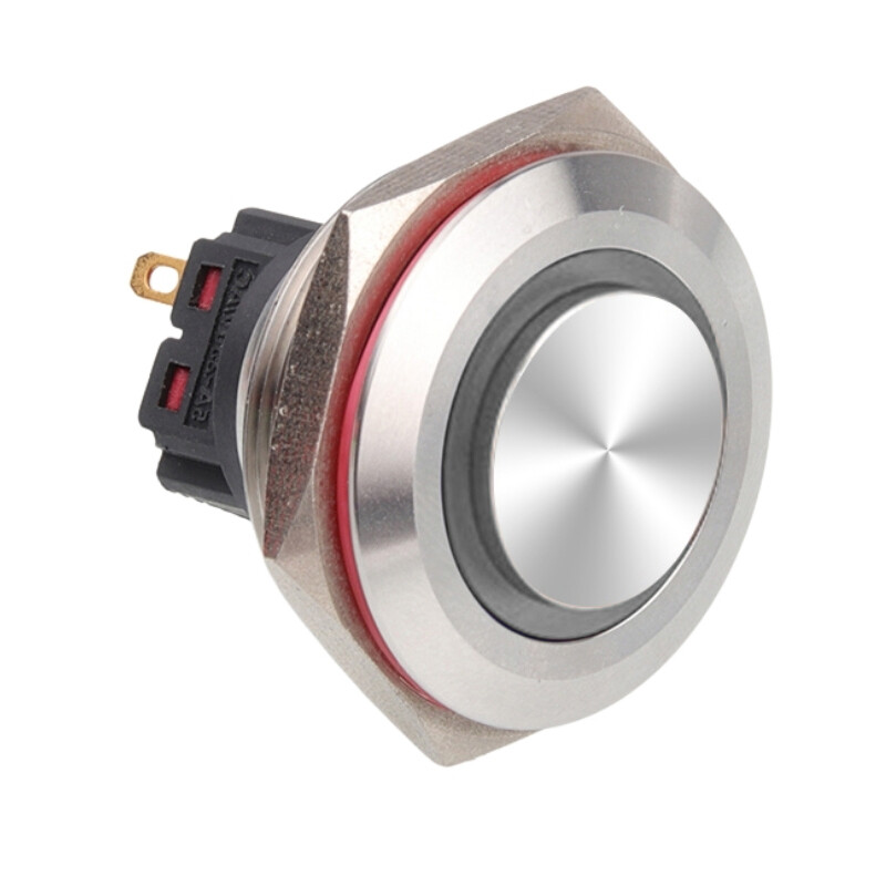 WD28B-G1-E 28mm Çıkık Yaylı Işıklı Metal Buton - Beyaz