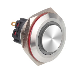 WD28B-G1-E 28mm Çıkık Yaylı Işıklı Metal Buton - Beyaz