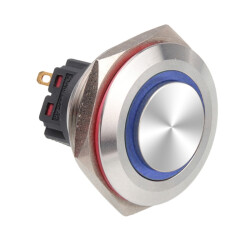 WD28B-G1Z-E 28mm Bulge Self Locking Illuminated Metal Button - Blue