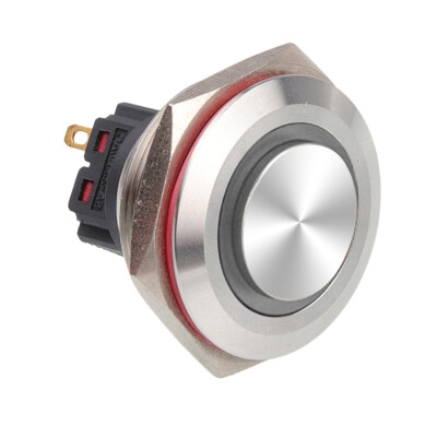 WD28B-G1Z-E 28mm Bulge Self Locking Illuminated Metal Button - White - 1