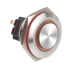 WD28B-G1Z-E 28mm Bulge Self Locking Illuminated Metal Button - Yellow