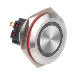 WD28B-P1-E 28mm Düz Yaylı Işıklı Metal Buton - Beyaz