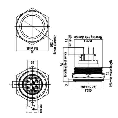 WD28B-P1Z 28mm Flat Self Locking Metal Button - 2