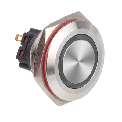 WD28B-P1Z-E 28mm Düz Anahtarlı Işıklı Metal Buton - Beyaz - 1