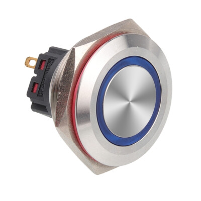 WD28B-P1Z-E 28mm Düz Anahtarlı Işıklı Metal Buton - Mavi - 1