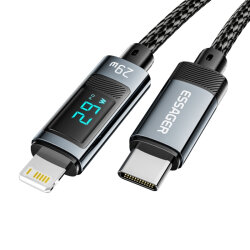 29W Type-C to iPhone Lightning Braided Fast Charging and Data Cable with Digital Display - 1 Meter - 2