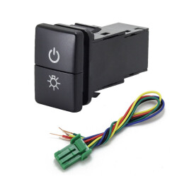 2'li ON-OFF Switch Blue Light 5-Wired 12V 3A - Power + Lamp