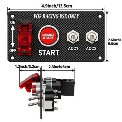 3-Gang ON-OFF Toggle Switch Panel with Engine Start Button - 2