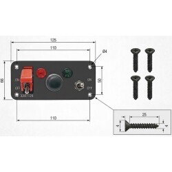 3-Gang ON-OFF Toggle Switch Panel with Ignition Switch - 2