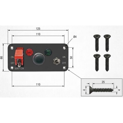 3-Gang ON-OFF Toggle Switch Panel with Ignition Switch - 2