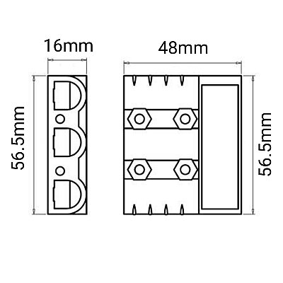 3-Pin 50A 600V Anderson Power Akü Soketi - Gri - 2