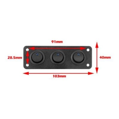 3-Pin ON-OFF Blue Dot Light Switch Switch Panel 12V-24V - 2