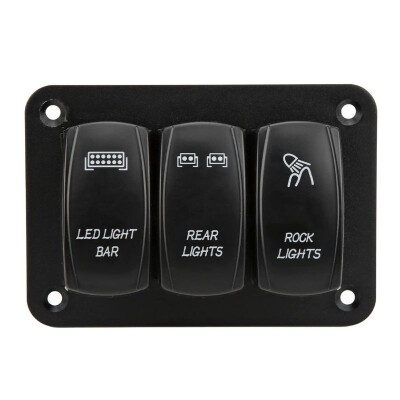3-Way ON-OFF Illuminated Switch Switch Panel 12V-24V - Blue - 1