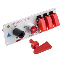 3-way ON-OFF Toggle Switch Panel - with Engine Start Button and Ignition Key