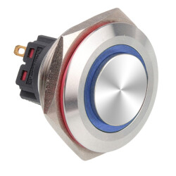 WD30B-G1Z-E 30mm Bulge Self Locking Illuminated Metal Button - Blue
