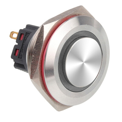 WD30B-G1Z-E 30mm Bulge Self Locking Illuminated Metal Button - White - 1