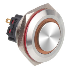 WD30B-G1Z-E 30mm Bulge Self Locking Illuminated Metal Button - Yellow - 1