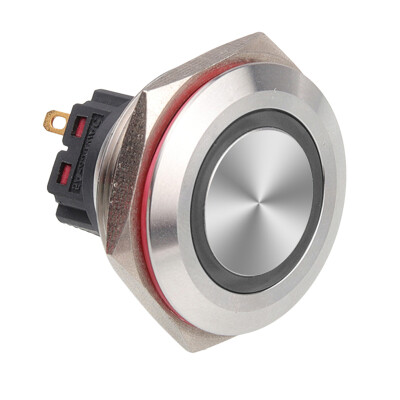 WD30B-P1-E 30mm Flat Momentary Illuminated Metal Button - White - 1