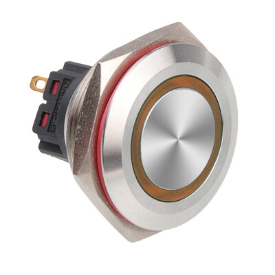 WD30B-P1-E 30mm Flat Momentary Illuminated Metal Button - Yellow - 1