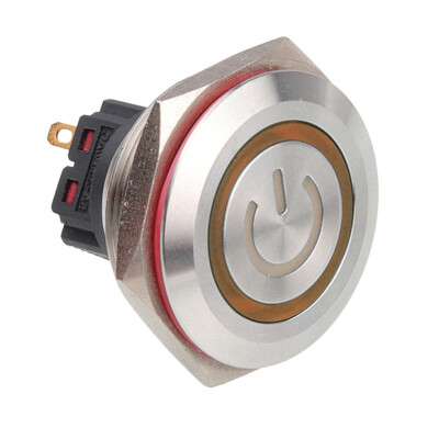 WD30B-P1-EC 30mm Düz Yaylı Işıklı Power Metal Buton - Sarı - 1