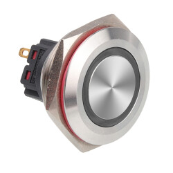 WD30B-P1Z-E 30mm Flat Self Locking Illuminated Metal Button - White - 1