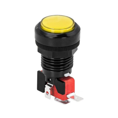 33mm 12V Illuminated Game Machine Button - Yellow - 1