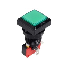 33mm 12V Square Illuminated Game Machine Button - Green