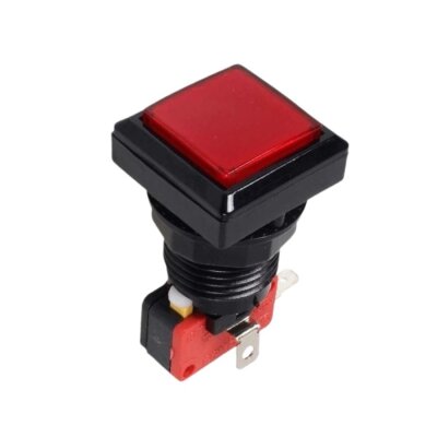 33mm 12V Square Illuminated Game Machine Button - Red - 1