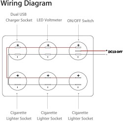 3'lü Dişi Çakmaklık Soketi 2x5V USB Voltaj Göstergeli ve Mavi Nokta Işıklı Anahtar Switch Panel - 4