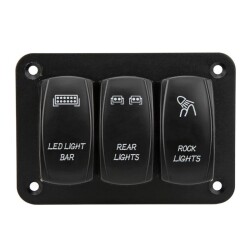 3'lü ON-OFF Işıklı Anahtar Switch Panel 12V-24V- Mavi