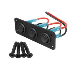 3'lü ON-OFF Mavi Nokta Işıklı Anahtar Switch Panel 12V-24V