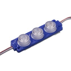 3W Mercekli Modül 3'lü Led - Mavi 12V