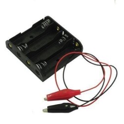 4 AA Battery Holders - With Crocodile Cable