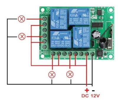 4 Kanal 12V Uzaktan Kumandalı RF Modülü Alıcı Verici - 5