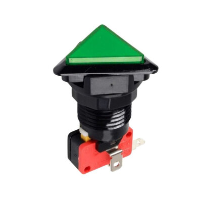 40mm 12V Triangle Illuminated Game Machine Button - Green - 1