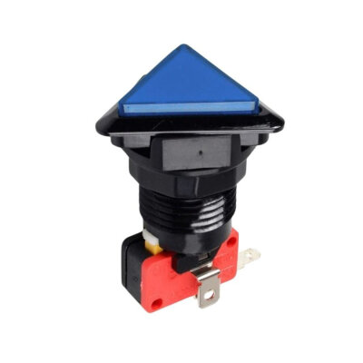 40mm 12V Üçgen Işıklı Oyun Makinesi Butonu - Mavi - 1