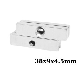 38x9x4.5-5mm Havşa Delikli Neodyum Güçlü Mıknatıs - Neodim Magnet