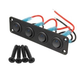 4'lü ON-OFF Mavi Nokta Işıklı Anahtar Switch Panel 12V-24V
