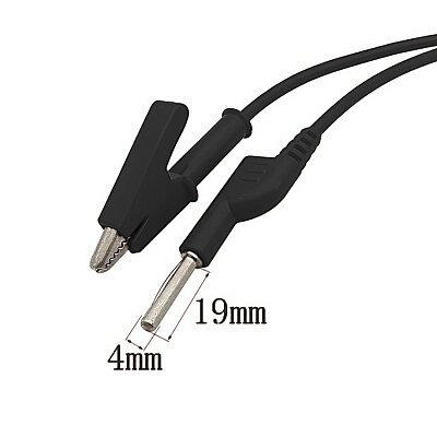 4mm Banana to Crocodile Clip Converter Test Cable 15A - Black - 2