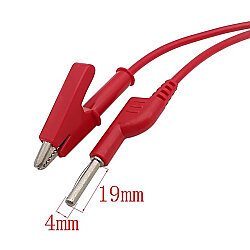 4mm Banana to Crocodile Clip Converter Test Cable 15A - Red - 2