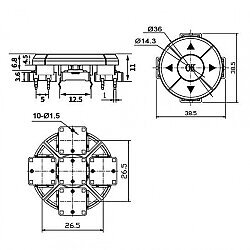 5-Piece 12mm Tact Switch Set with Directional Combination - 4