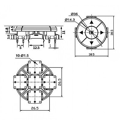 5-Piece 12mm Tact Switch Set with Directional Combination - 4